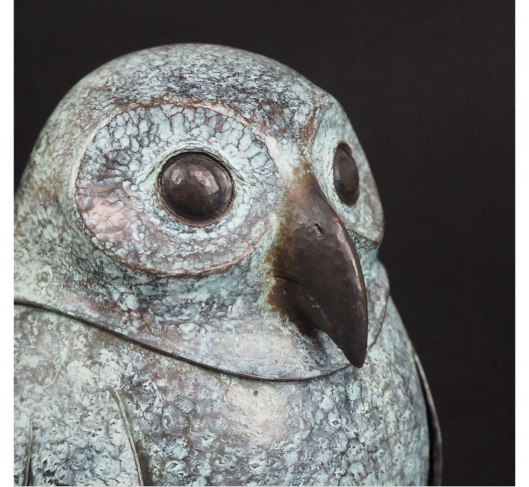 misafafa　送料無料　鍛金作家　嵯峨卓作　フクロウ　高36ｃｍ