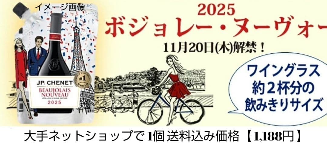 お正月用 限定赤ワイン(2025年 ボジョレーヌーボーイージーパック)20個格安