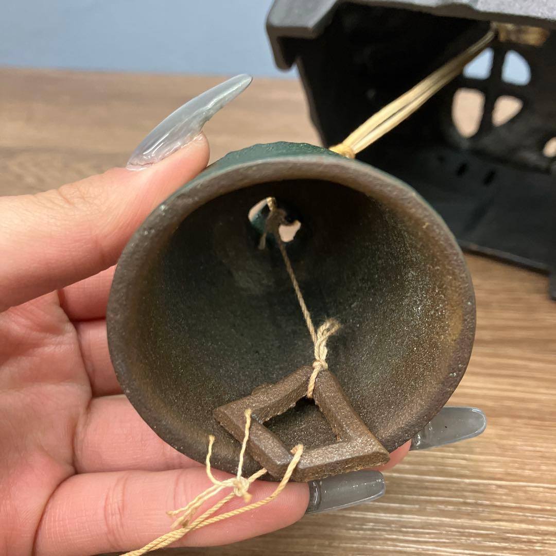 A-5 昭和レトロ 南部鉄器 風鈴 茅葺屋根 伝統工芸 南部砂鉄 鉄鈴