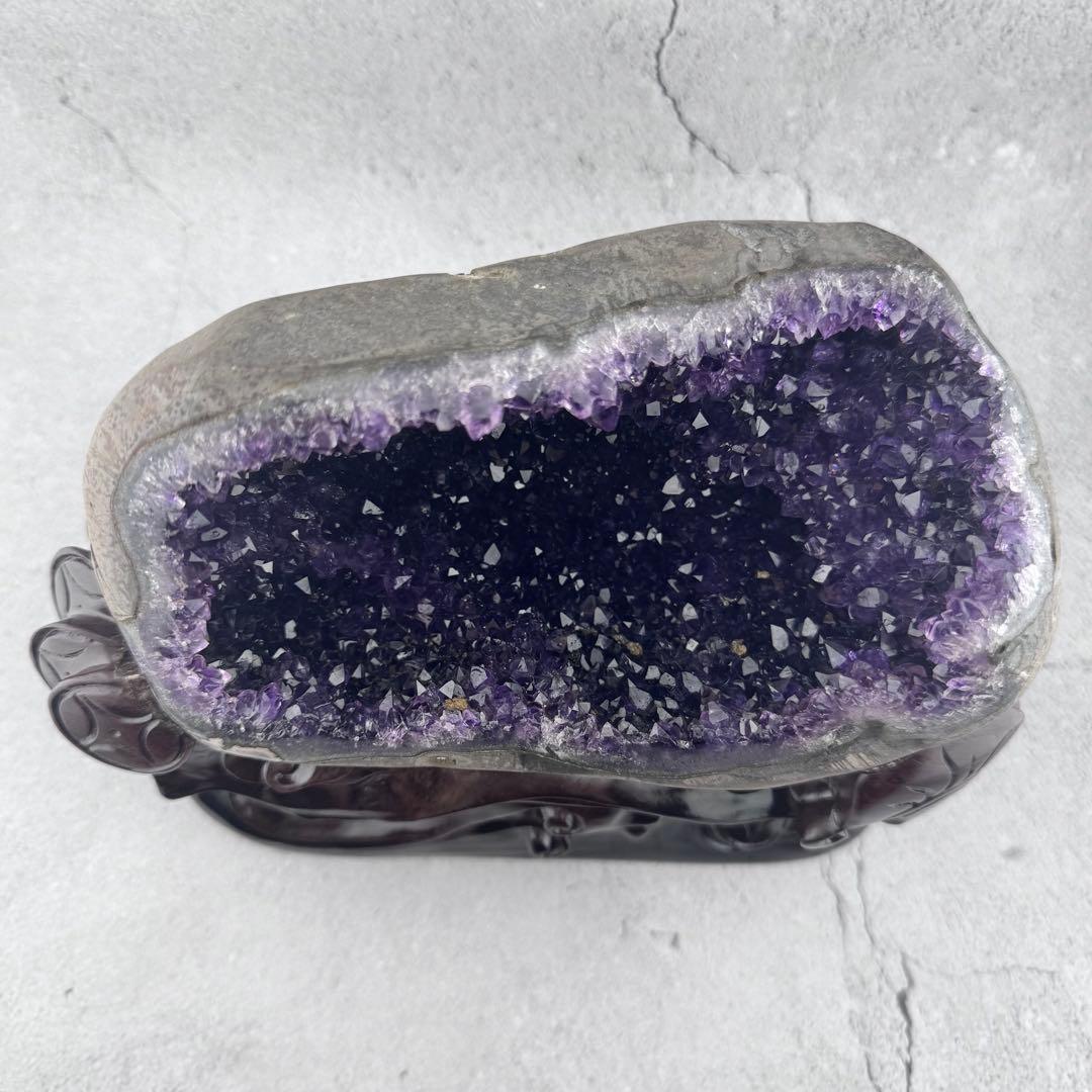 G-132アメジストクラスター ドーム 原石 天然石 パワーストーン　聚寳盆型