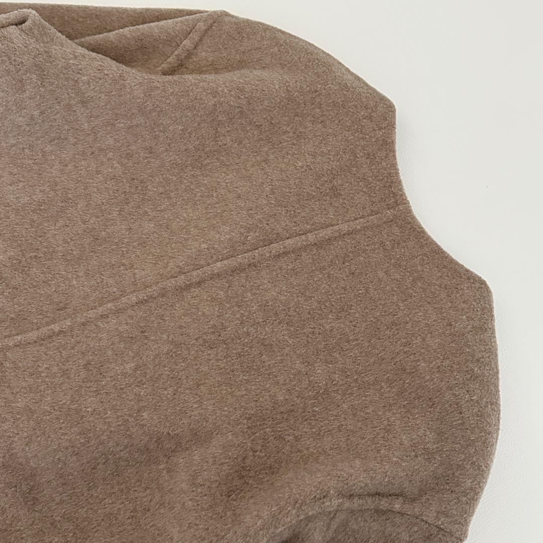 Spick & Span ノーカラーリバーコート ミドル丈 ウール ベージュ