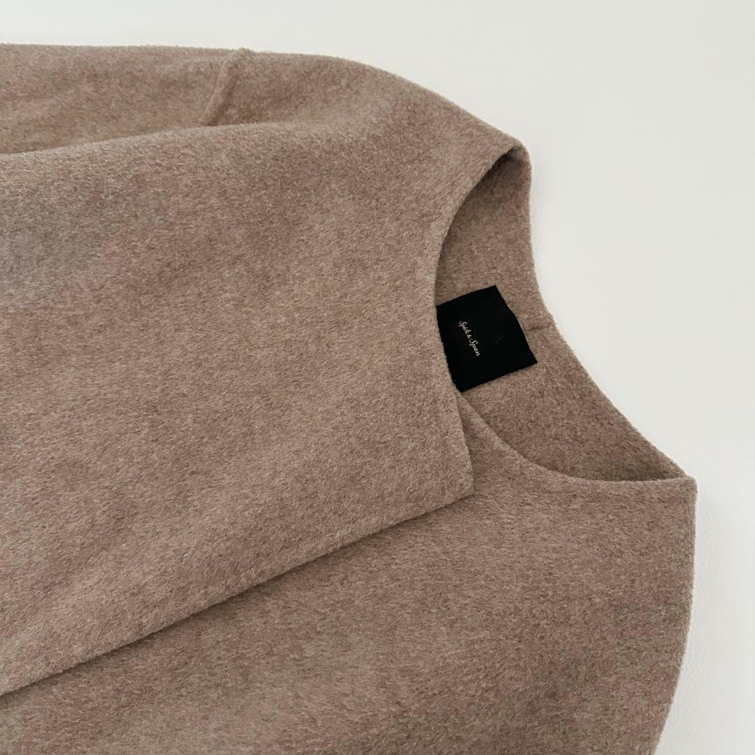 Spick & Span ノーカラーリバーコート ミドル丈 ウール ベージュ
