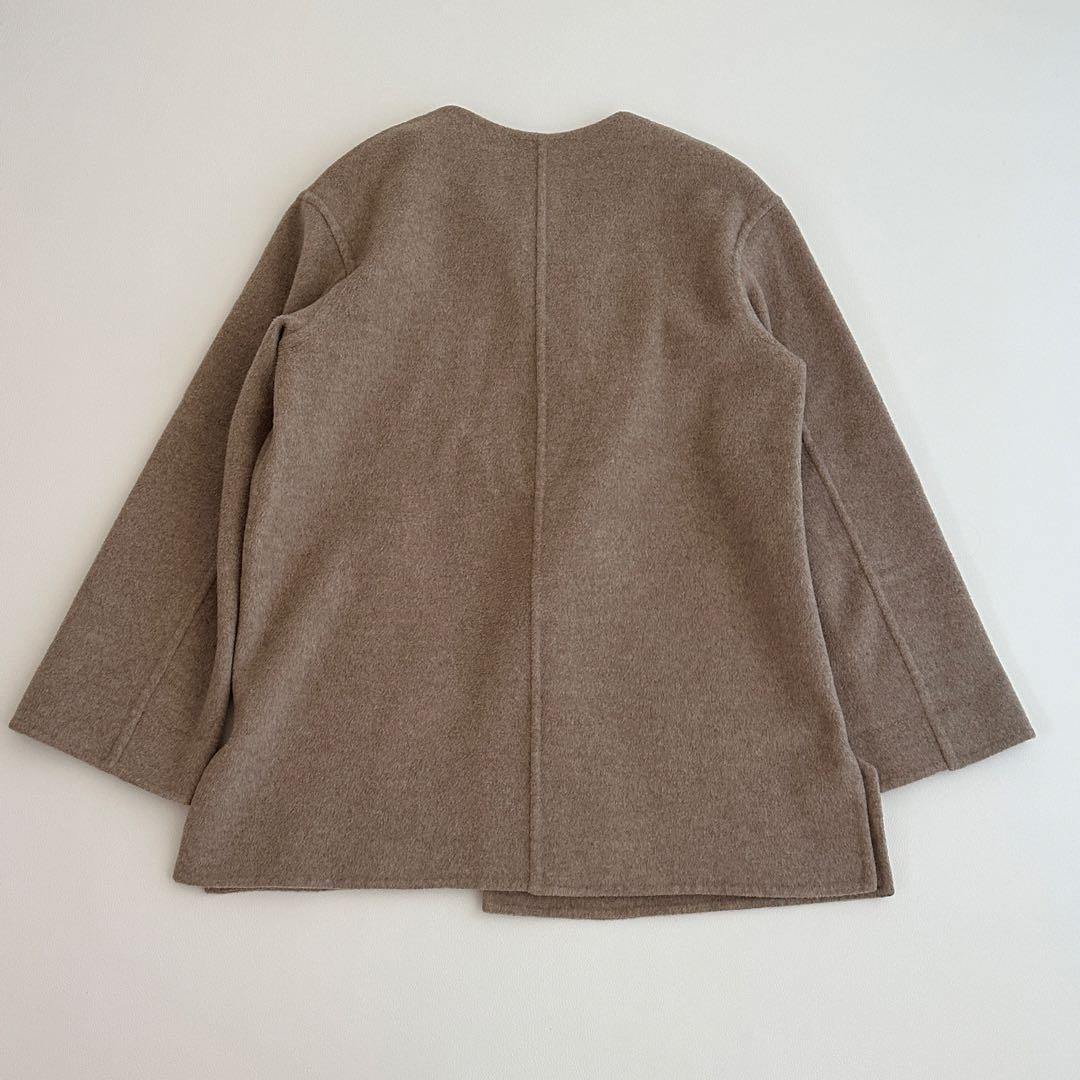 Spick & Span ノーカラーリバーコート ミドル丈 ウール ベージュ