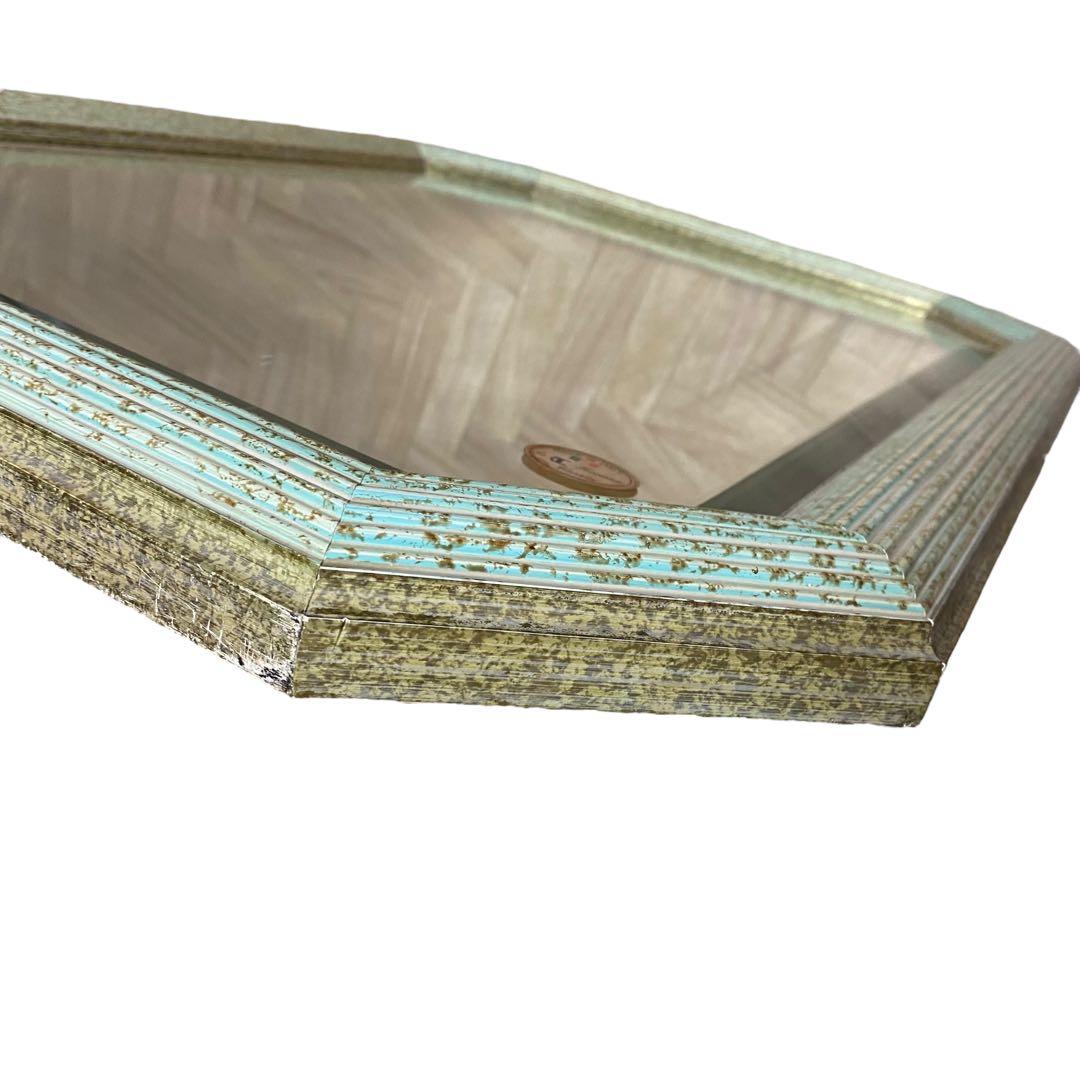 【美品】トスカーナイタリア製　八角形ウォールミラー鏡姿見ヴィンテージアンティーク