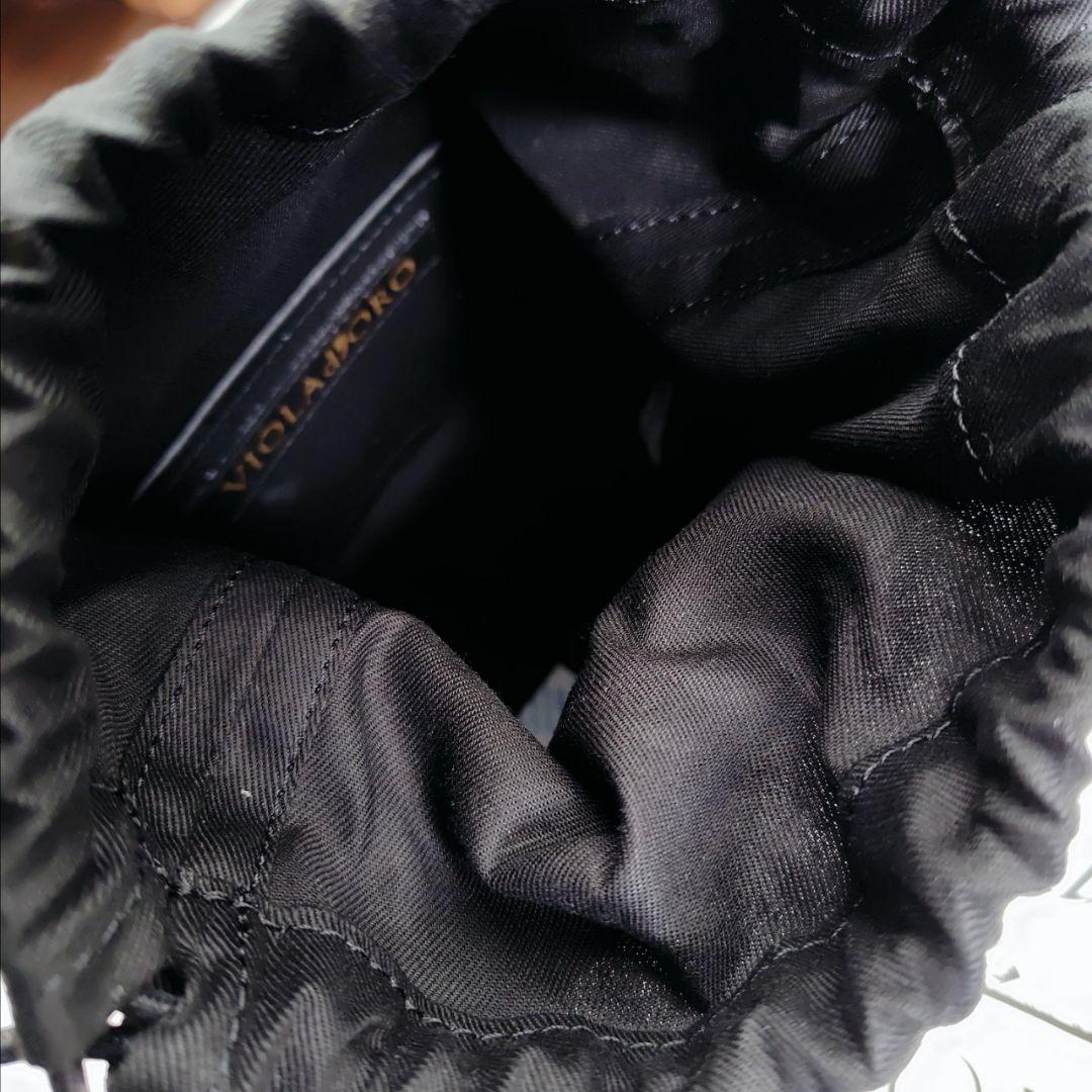 極美品　ヴィオラドーロ　ラタン　カゴバッグ　イタリアンスプリットレザー　ブラック