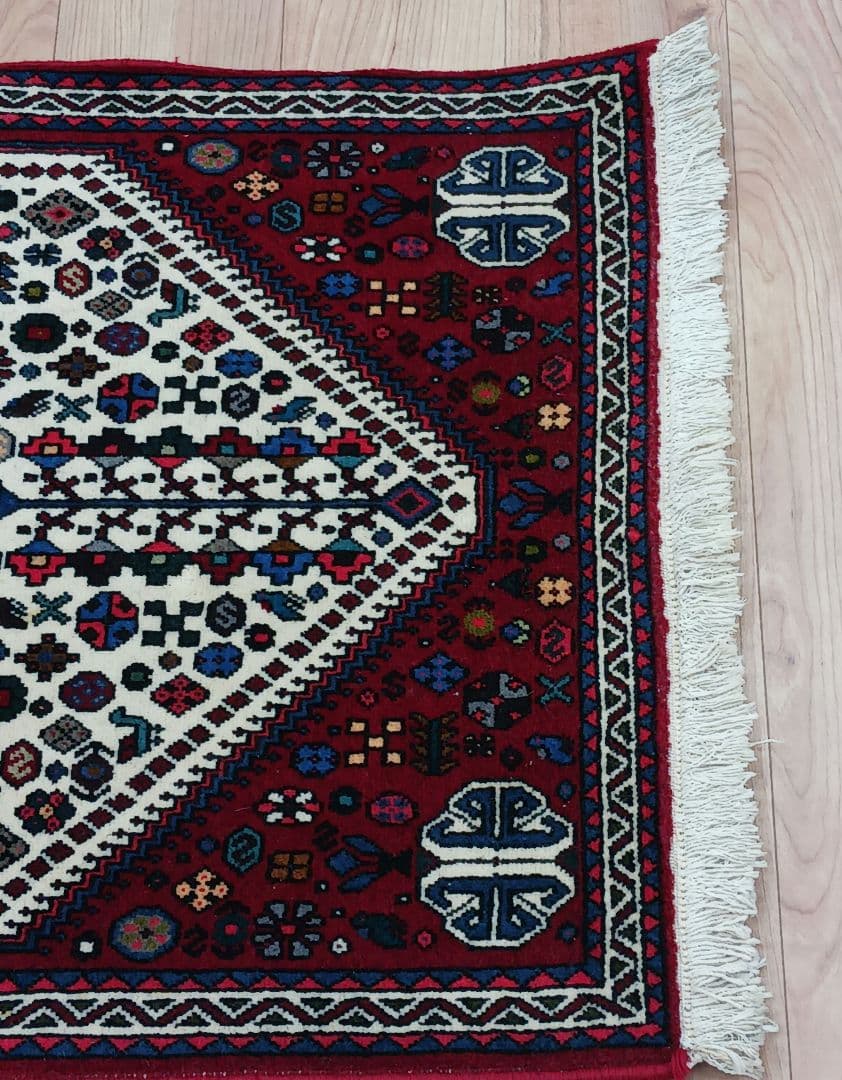 Y1726 ペルシャ絨毯 イラン ウール 手織り105×68㎝ マット