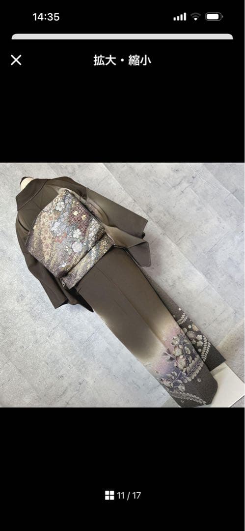 訪問着フルセット　未使用　辻ヶ花　着物　正絹　ブラウン