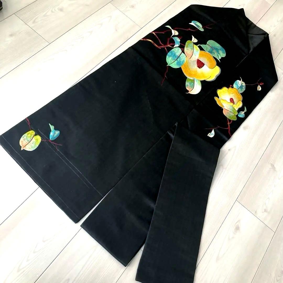 ニコニコ^ ^ アンティーク名古屋帯　椿の刺繍　上質　大正ロNo.7-28