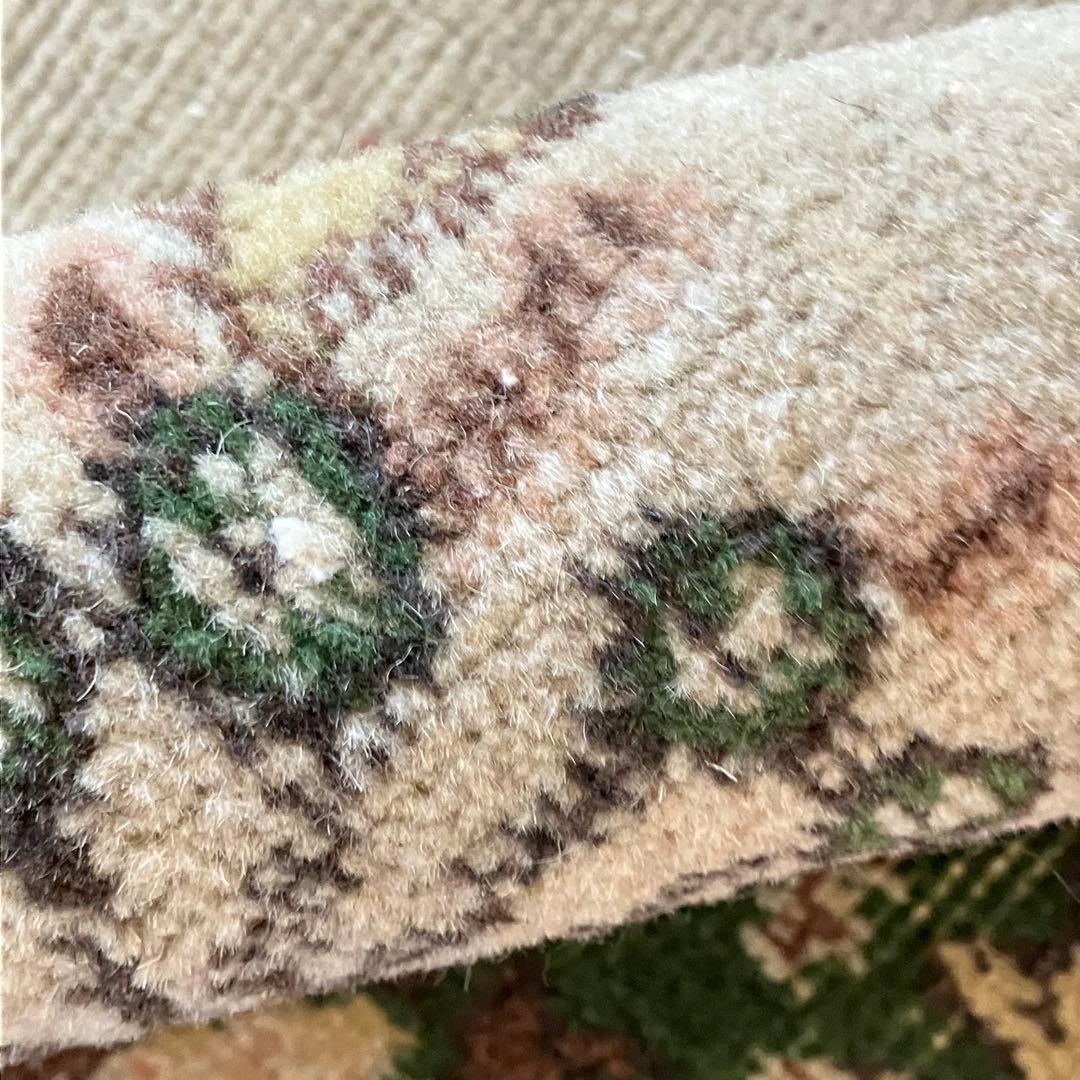 メダリオン113×199カーキ　リッチwool グリーン　トルコヴィンテージラグ