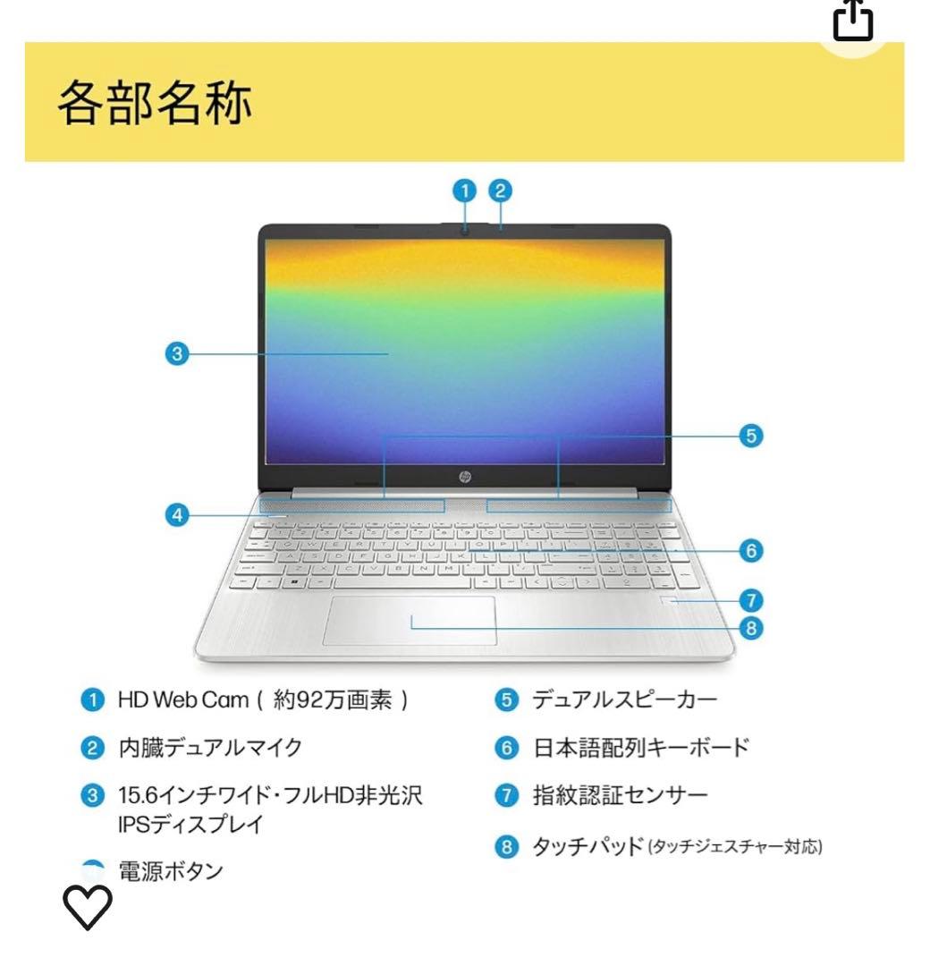 お値下げ　動作確認済み　HP ノートパソコン HP 15s-fq3000