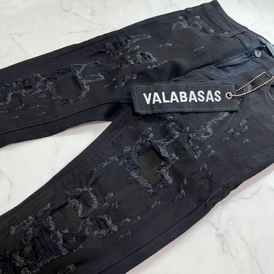 新品バラバサス valabasas クラッシュリペアブラックスキニーデニム 29