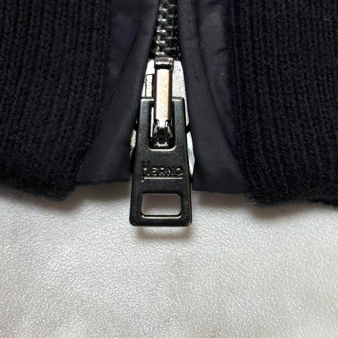 美品 ヘルノ ハイブリッドナイロンジャケット ニット切替 紺 46 tt1