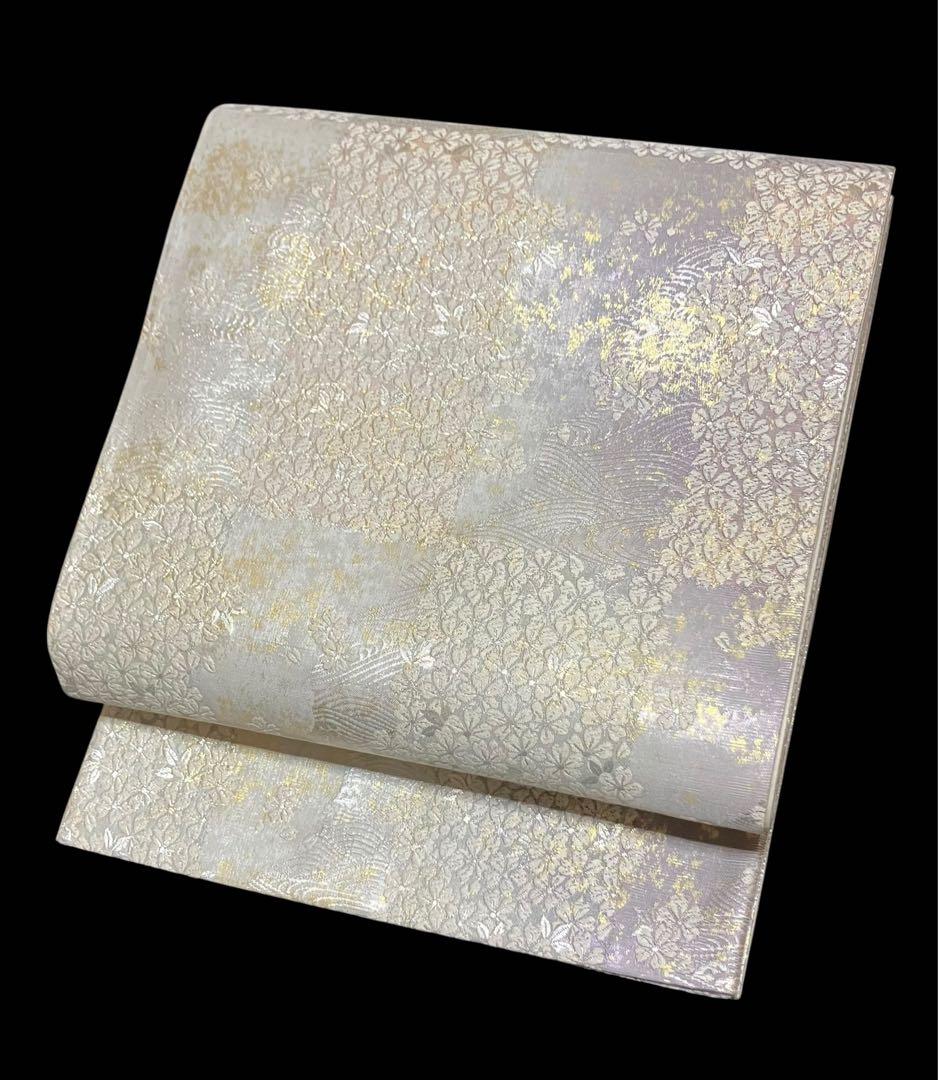 織の弘彩 袋帯 六通柄 正絹 市楽吉野桜 引箔 唐織 証紙 未使用 イ6535