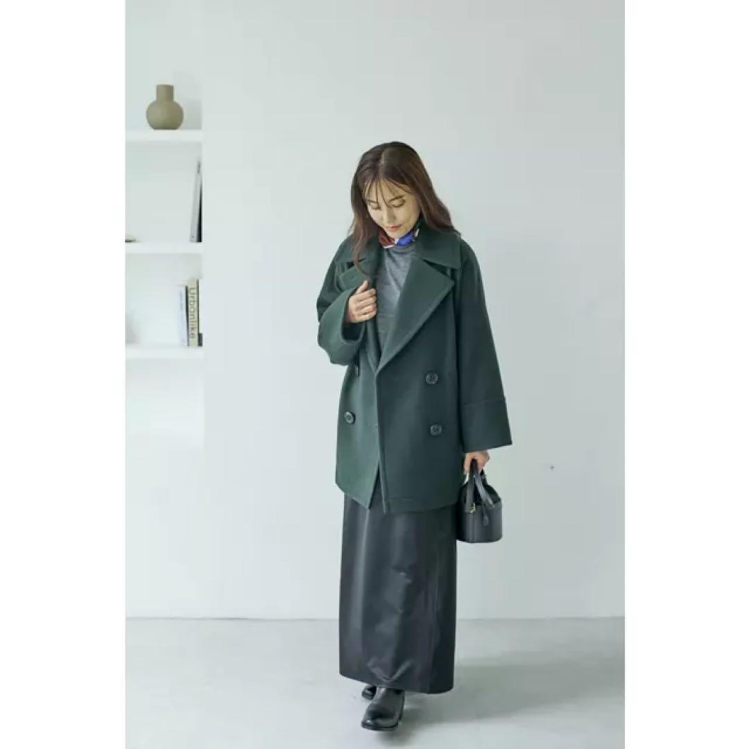 未使用　カレンソロジー　メルトン　コクーン　ピーコート　グリーン