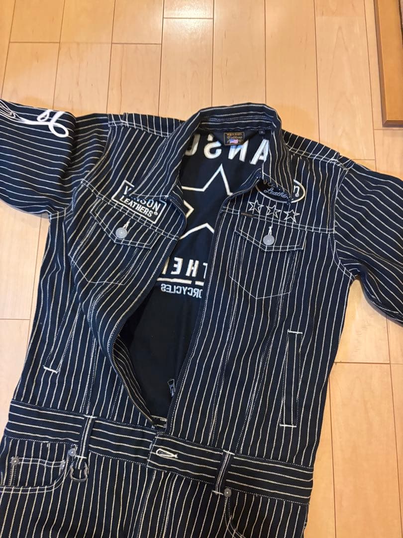 未使用　Vanson ストライプ　つなぎ　 M