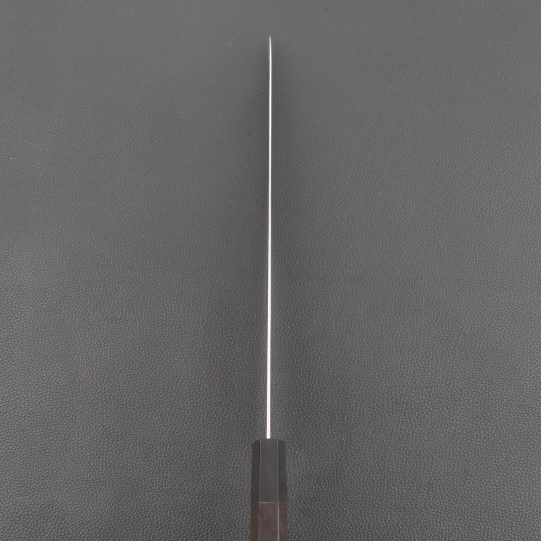 10994フグ引 柳刃包丁 尺寸 鏡面仕上げ 刃は究極の切れ味 黒檀黒水牛八角柄