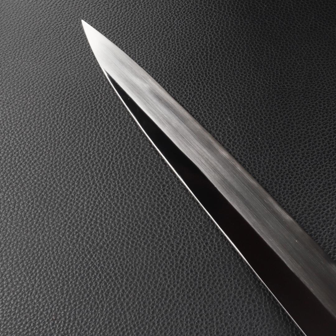 10994フグ引 柳刃包丁 尺寸 鏡面仕上げ 刃は究極の切れ味 黒檀黒水牛八角柄