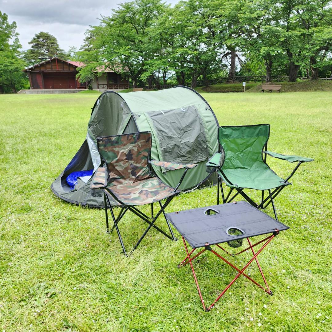 ポップアップテント　アウトドア　キャンプ ソロキャン　BBQ　グリーン&グレー