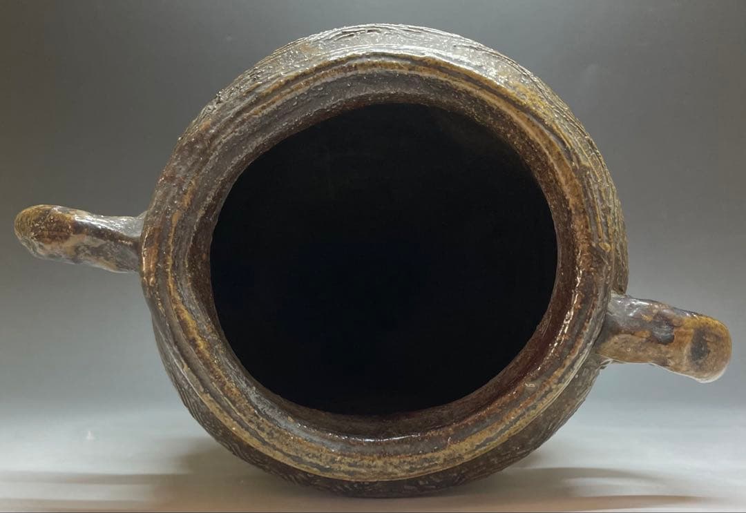 古備前　波状文　窯印　耳付水指　耳付花入　双耳水指　双耳花入　b6220