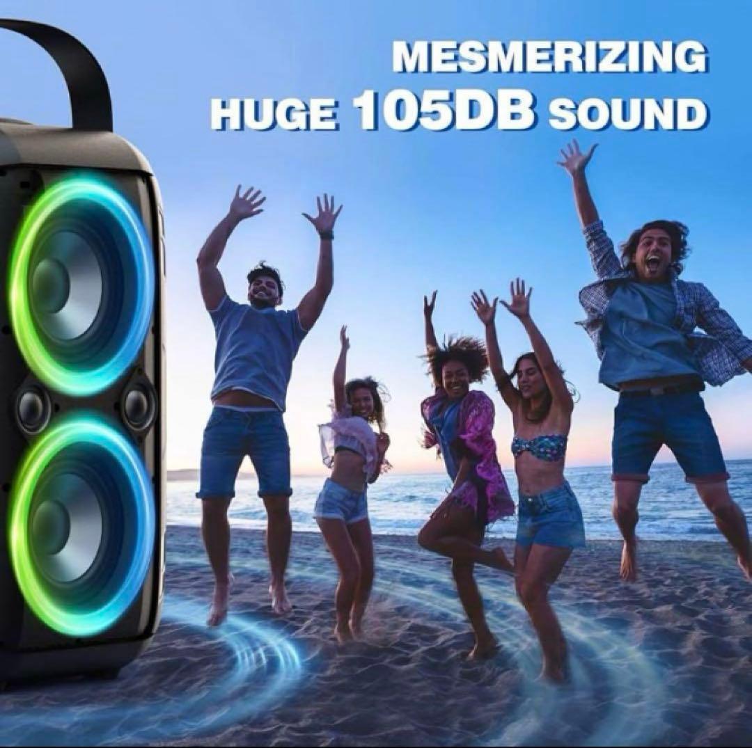 80W Bluetoothポータブルスピーカー 、重低音105dBサウンド