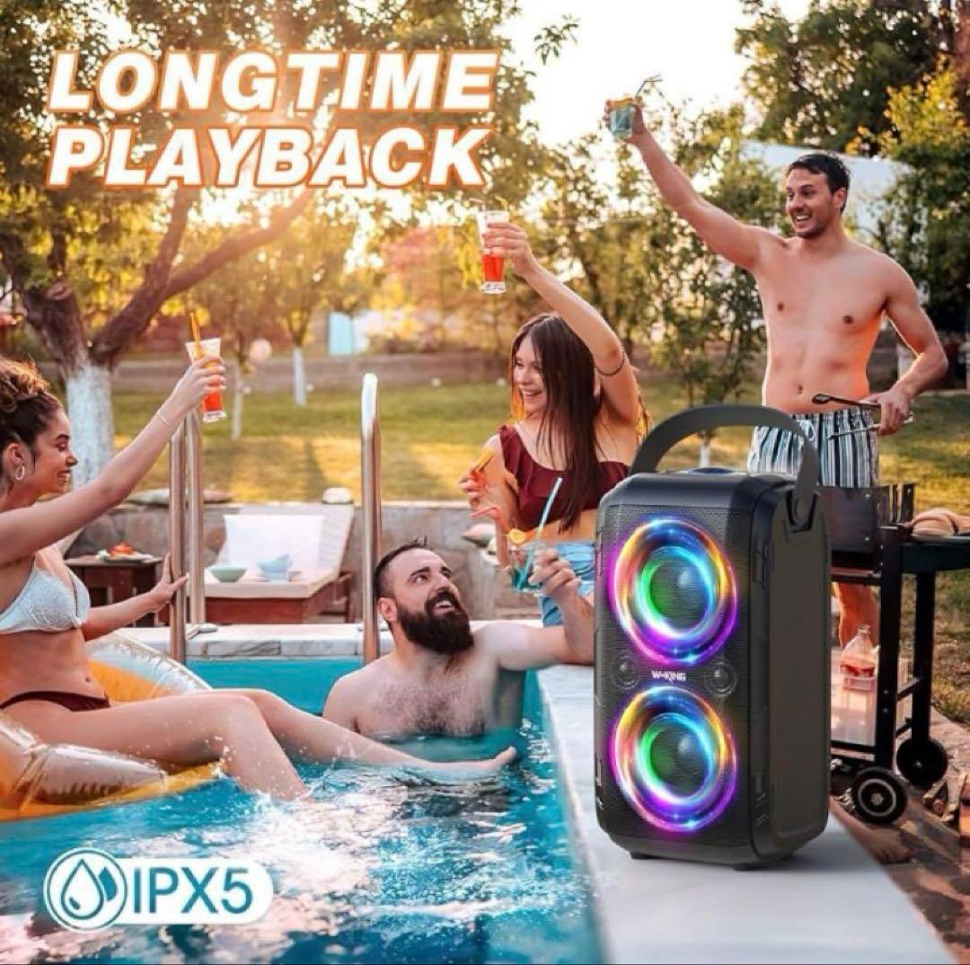 80W Bluetoothポータブルスピーカー 、重低音105dBサウンド