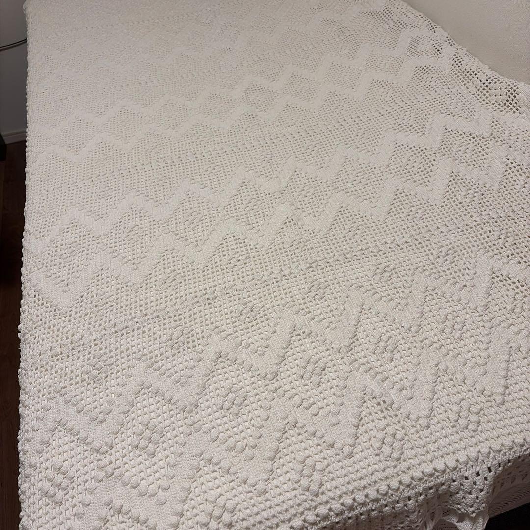 フランス蚤の市 アンティーク ベッドカバー クロシェ かぎ針編み