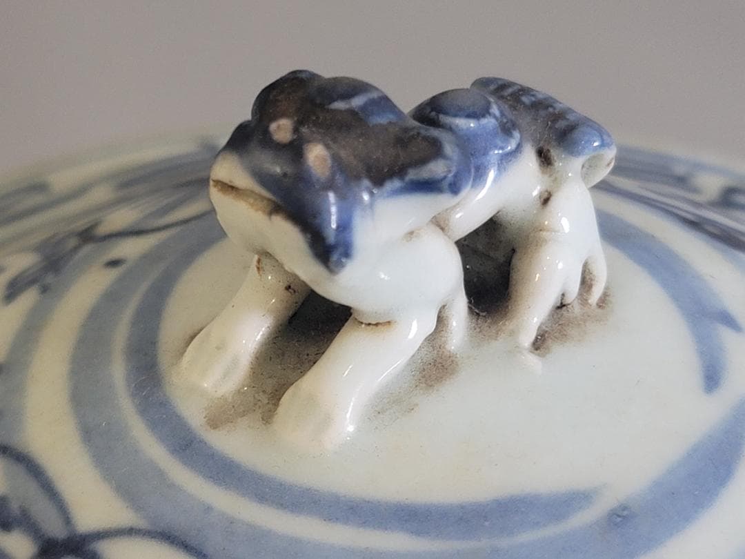 中国 染付 蓋壷 時代物 DT170