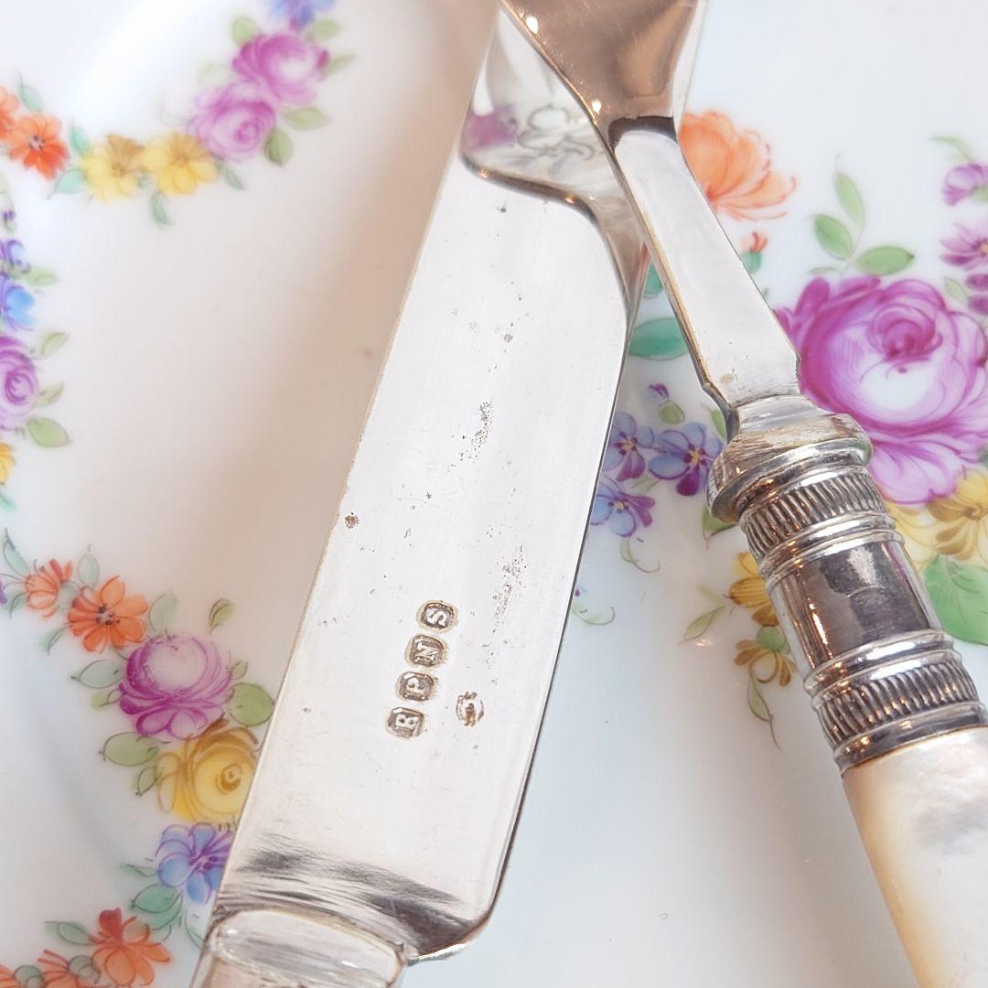 白蝶貝　マザーオブパール　デザートカトラリー　ナイフ　フォーク　アンティーク