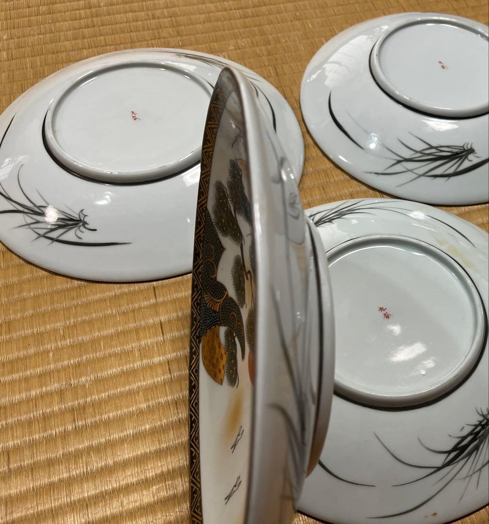 九谷焼 平皿 大鉢 大皿（骨董品・古美術）　日本昔話　5枚セット　共箱　送料無料