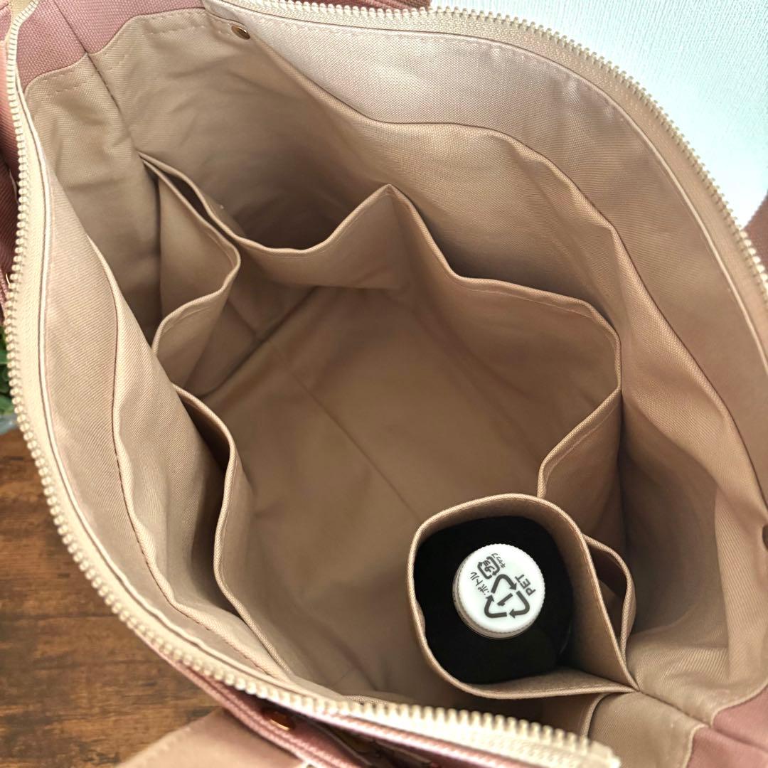 【ゆー】あおりポケット付きトートバッグL 倉敷8号帆布　スモーキーコーラル