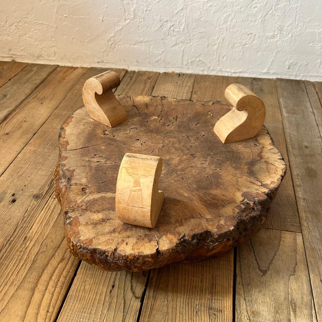 こぶ 無垢 一枚板 天然木 座卓 ローテーブル 鉢台