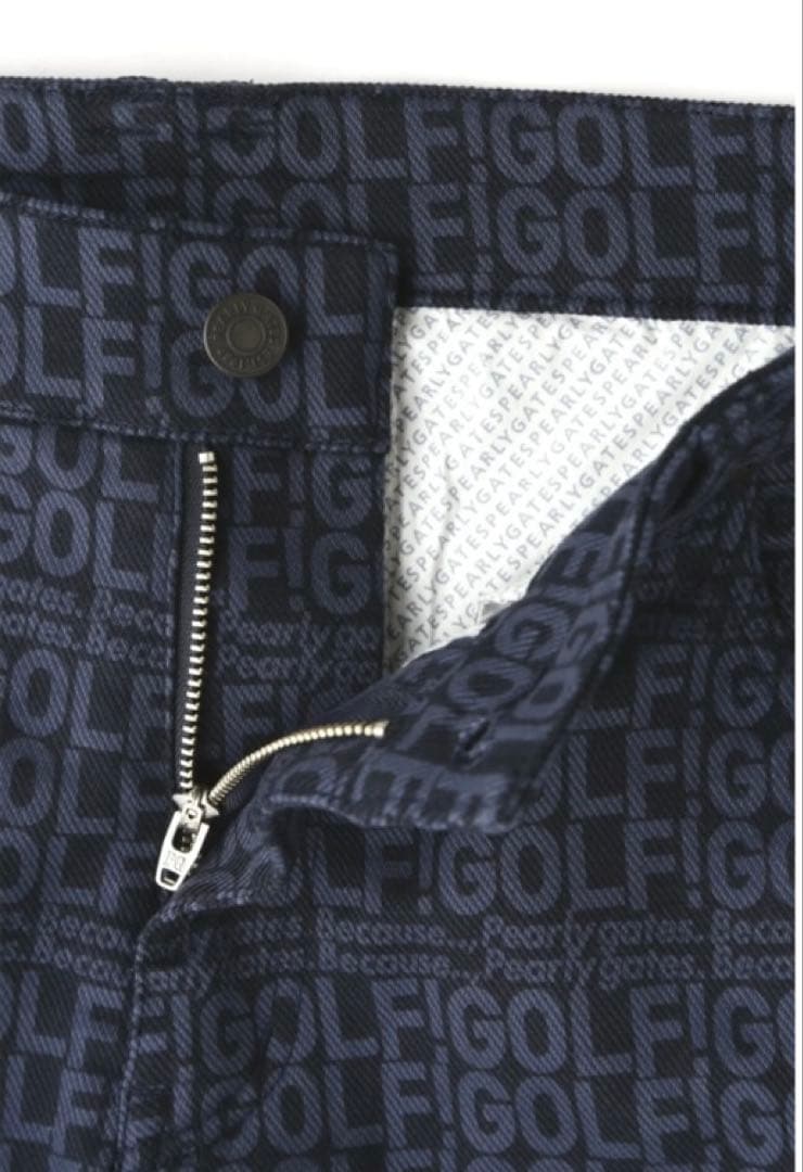 新品 パーリーゲイツ コットンストレッチカルゼ表ピーチパンツ(6)サイズLL/紺