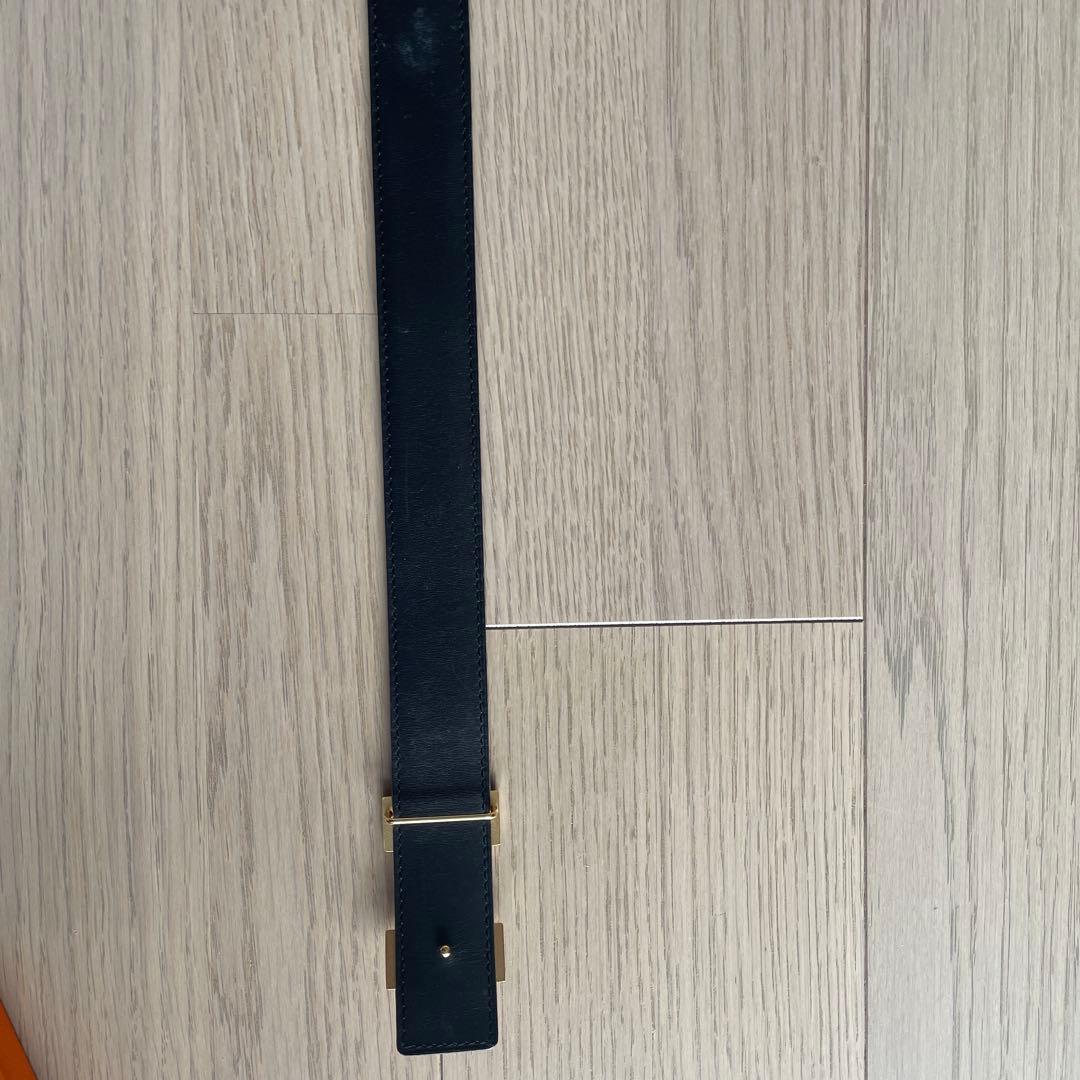 美品！HERMES オレンジ レザーベルト ゴールドバックル(新品)