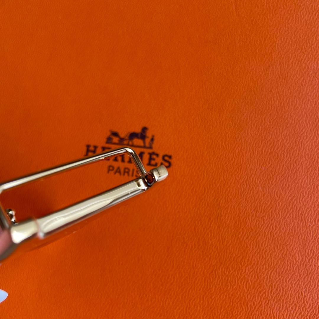 美品！HERMES オレンジ レザーベルト ゴールドバックル(新品)