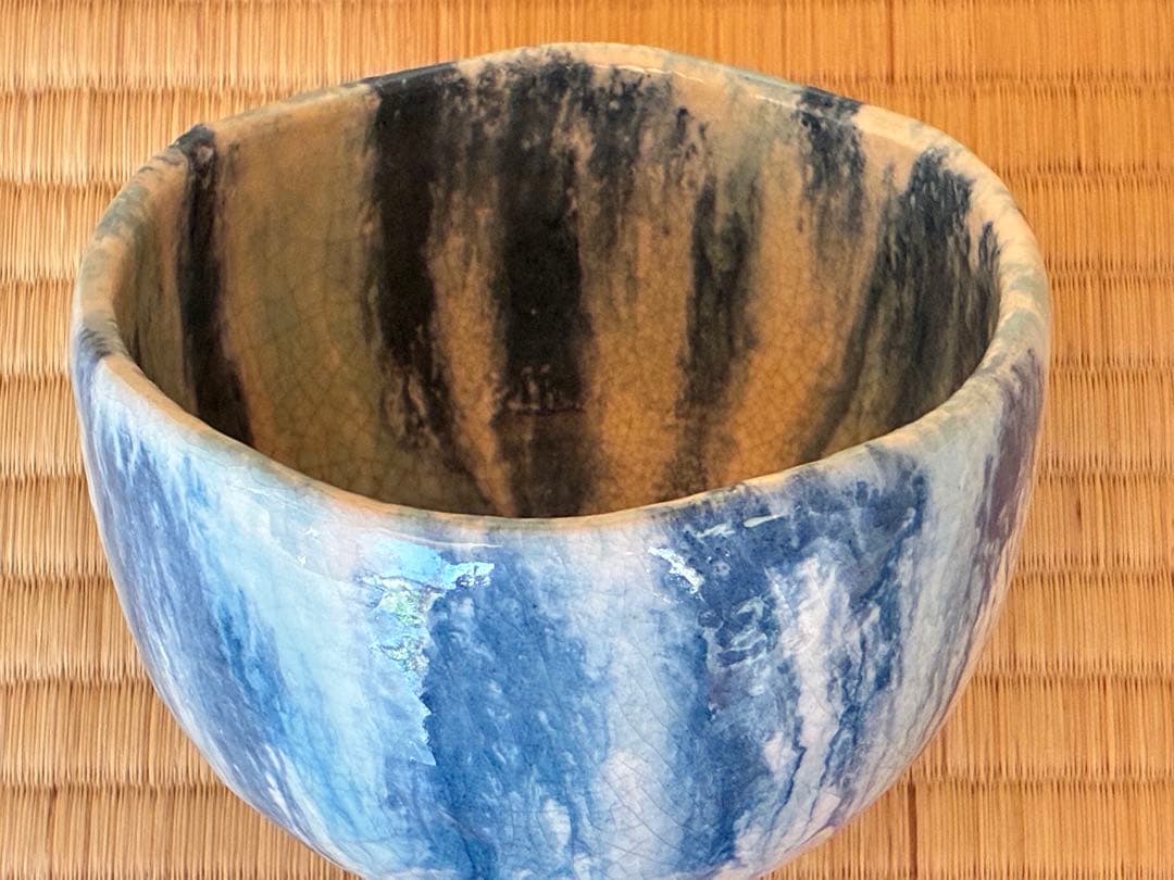 茶道具　楽焼『流水茶碗』　7代目和楽 作