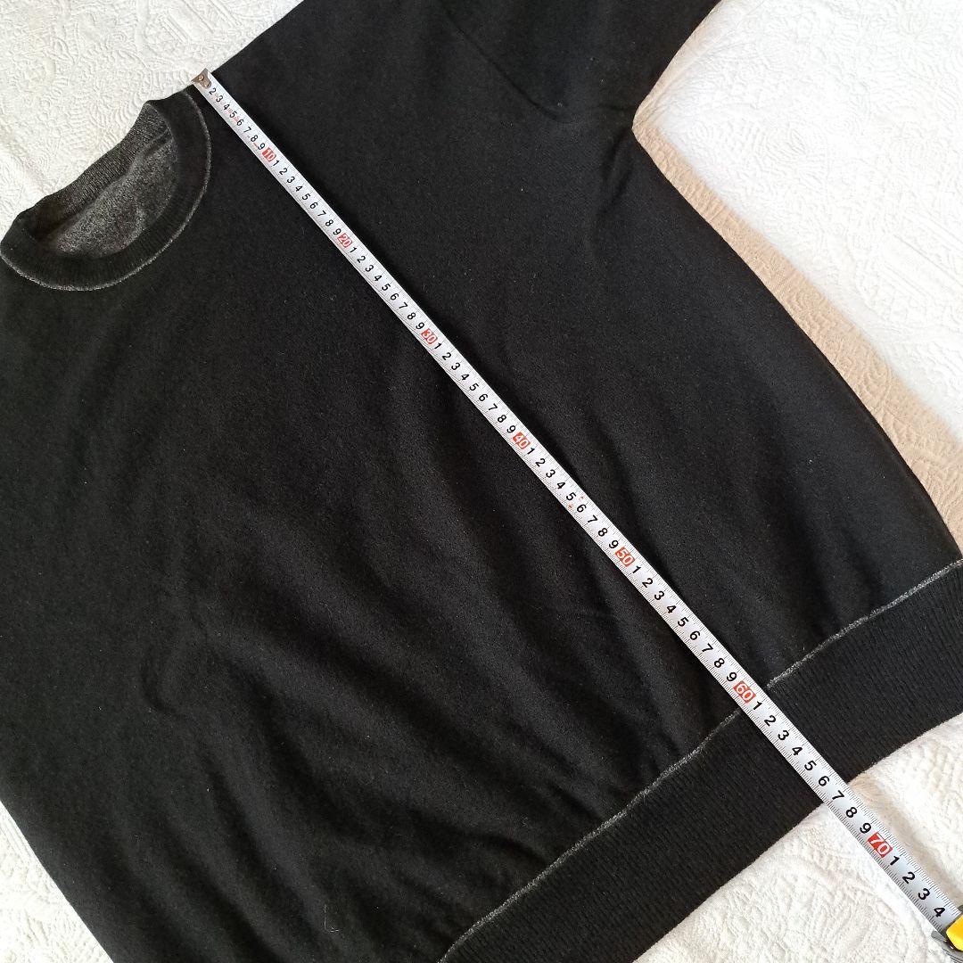 スコットネス グレー &黒カシミヤ100%リバーシブル クルーネック セーター