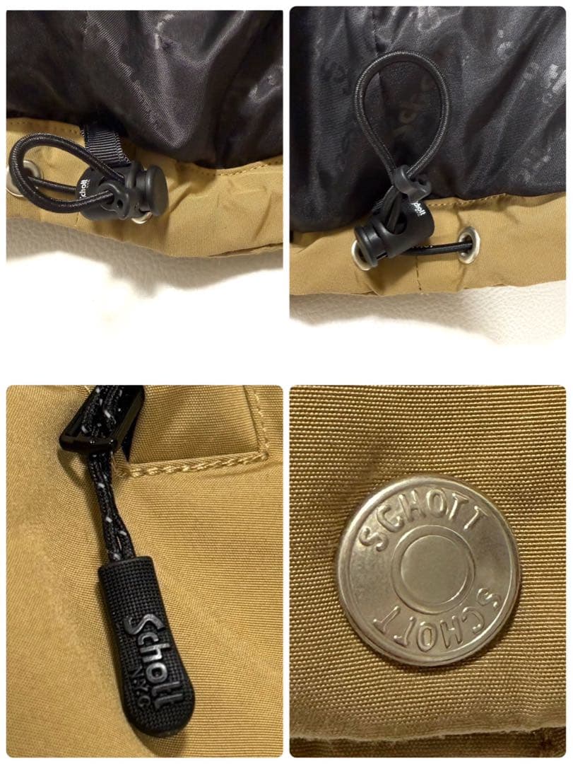 【美品】 SCHOTT BROS ダウンジャケット 肉厚 刺繍 ロゴ総柄 L相当