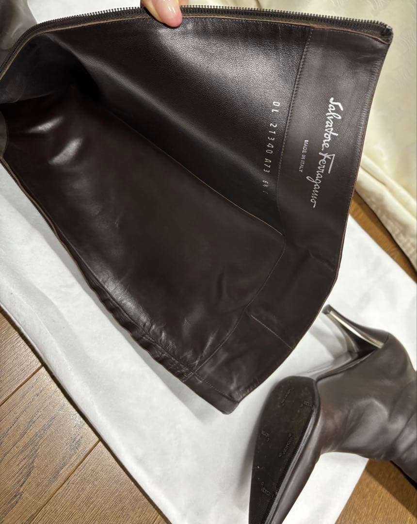 専用　フェラガモ　ダークブラウン ロングブーツ　6.5 23.5cm ガンチーニ