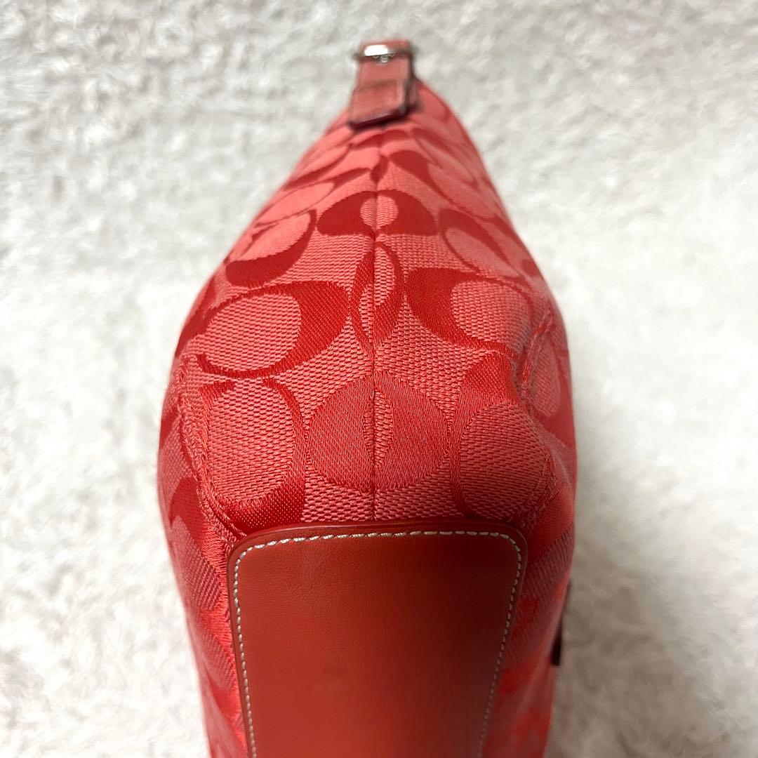 ✨希少カラー✨COACH コーチ ワンショルダー 赤 シグネチャー レッド