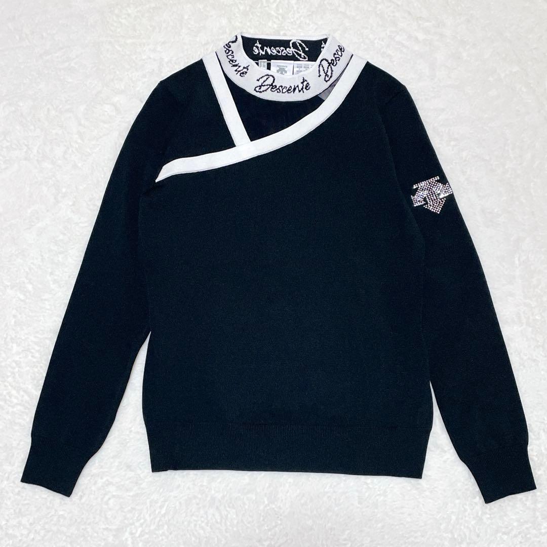 【美品】DESCENTE GOLF シースル　切替モックネックニット