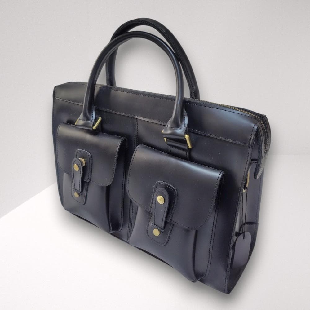 【のぞさん】本革 ビジネスバッグ ブラック 2WAY A4 TIDING