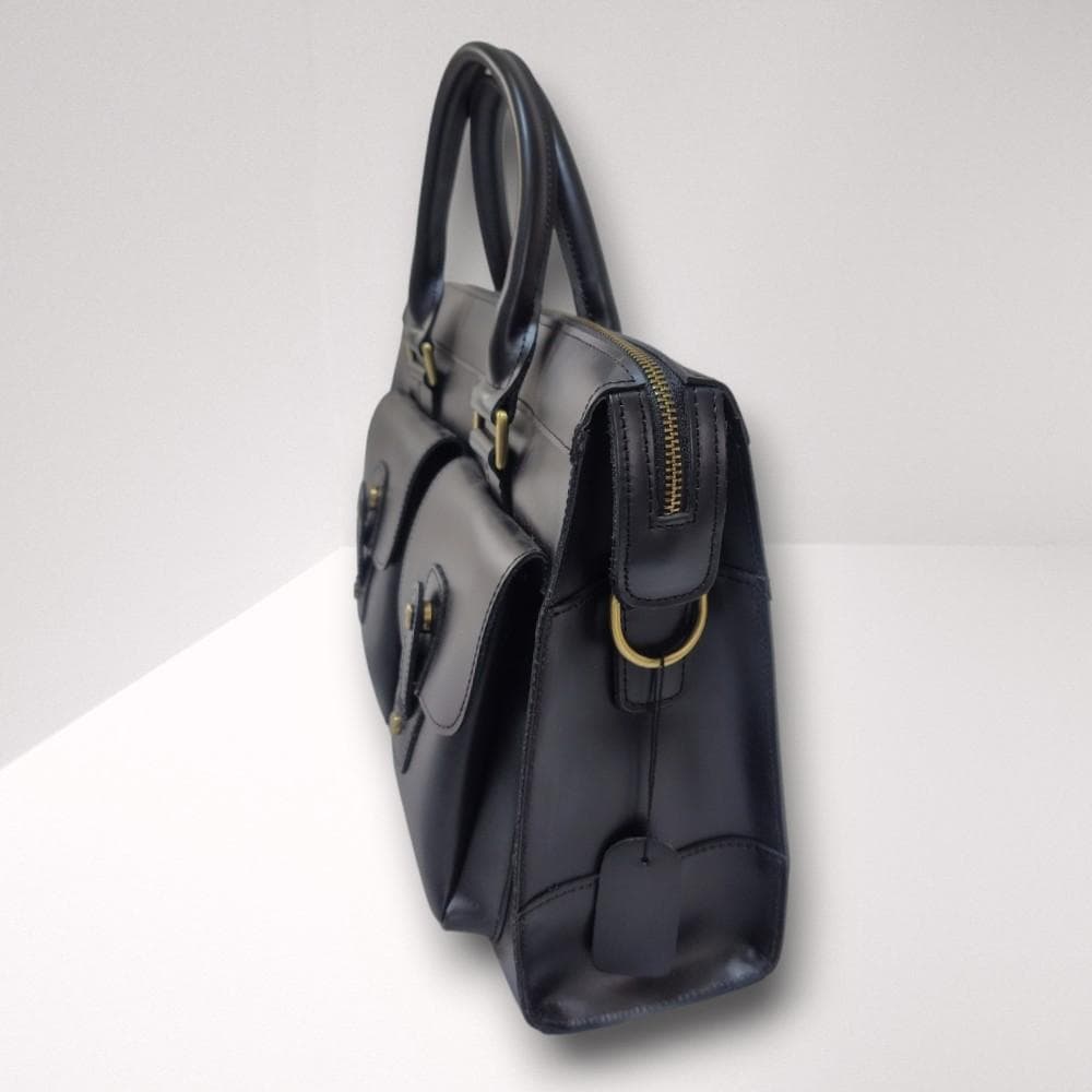 【のぞさん】本革 ビジネスバッグ ブラック 2WAY A4 TIDING