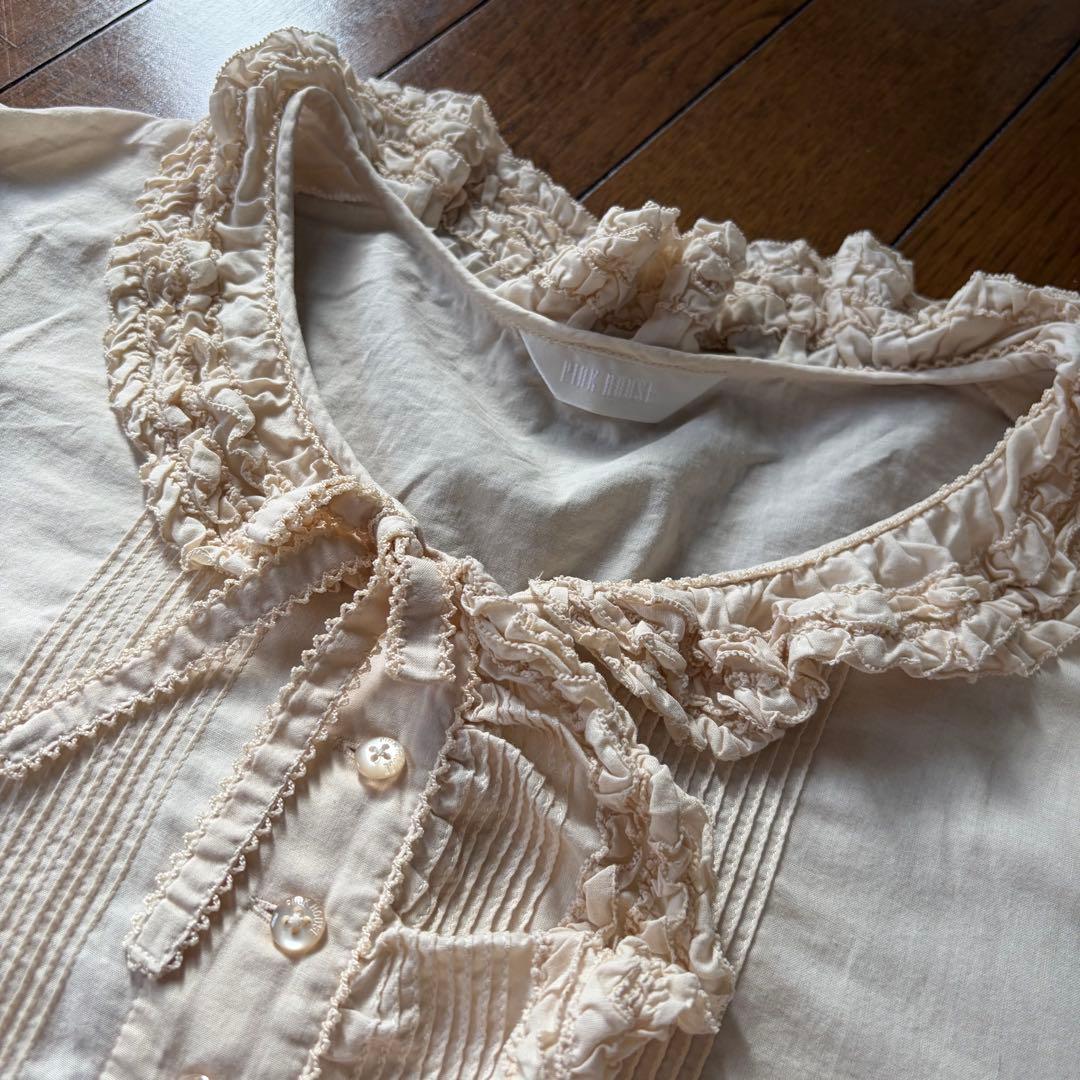 PINK HOUSE ピンクハウス　タックブラウス