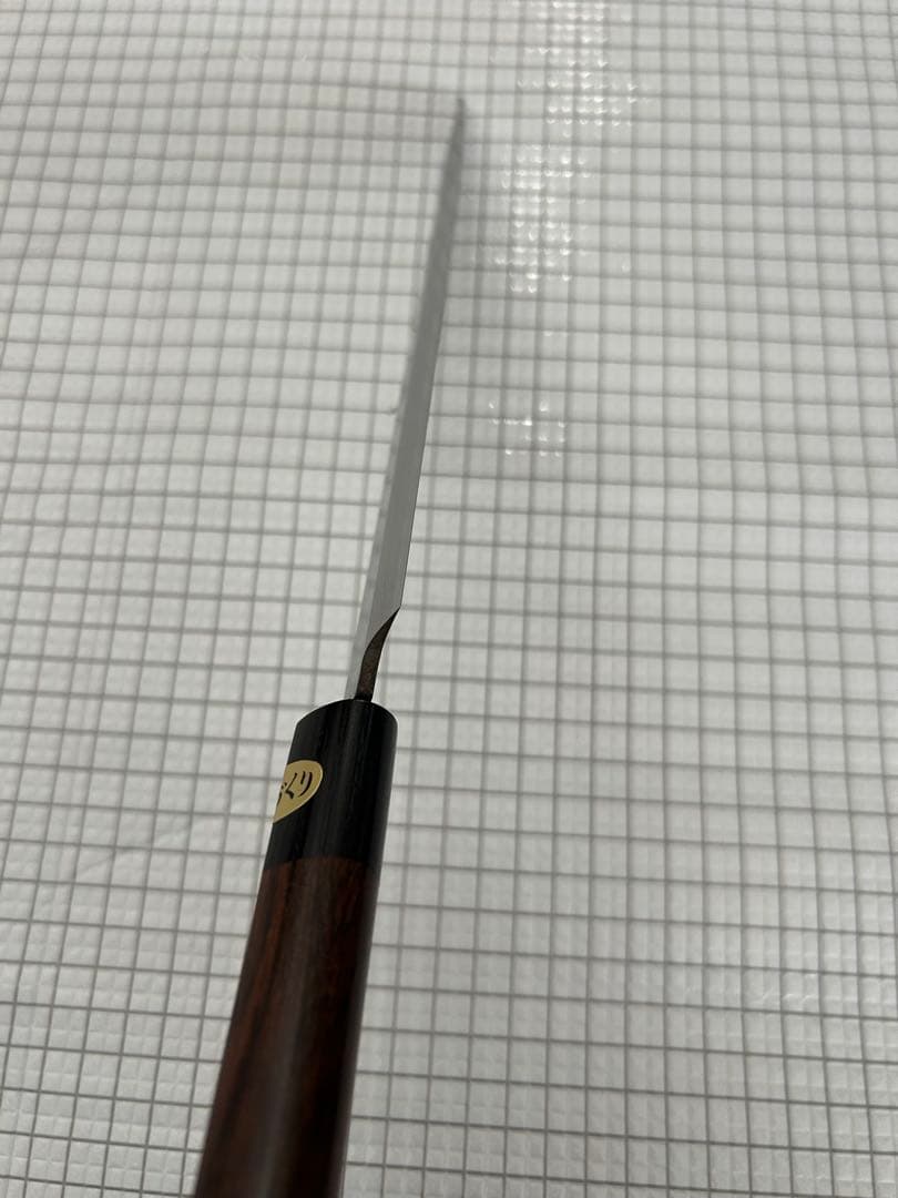 包丁 柳刃包丁 ダマスカス 安来鋼白紙２号 240mm 紫檀シノギ柄 刺身包丁①