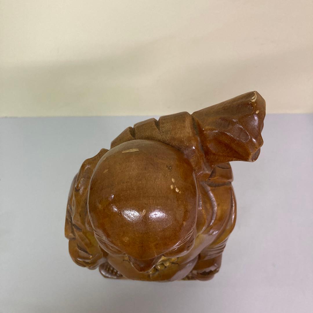 E-4 布袋様 七福神 仏像 木彫り 木製 置物 縁起物 #開運 金運 招福