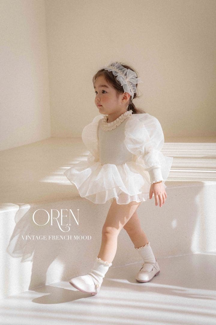 OREN オレン ベルーカ 韓国ベビー服 フリルロンパース ヘアーバンド