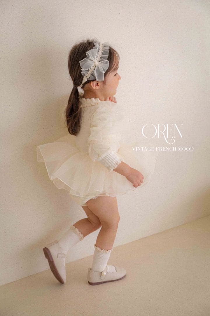 OREN オレン ベルーカ 韓国ベビー服 フリルロンパース ヘアーバンド