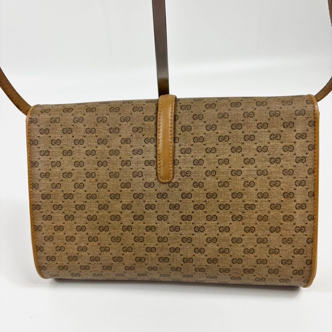 廃盤✨オールドGUCCI マイクロＧＧ　ゴールド ショルダー PVC ブラウン