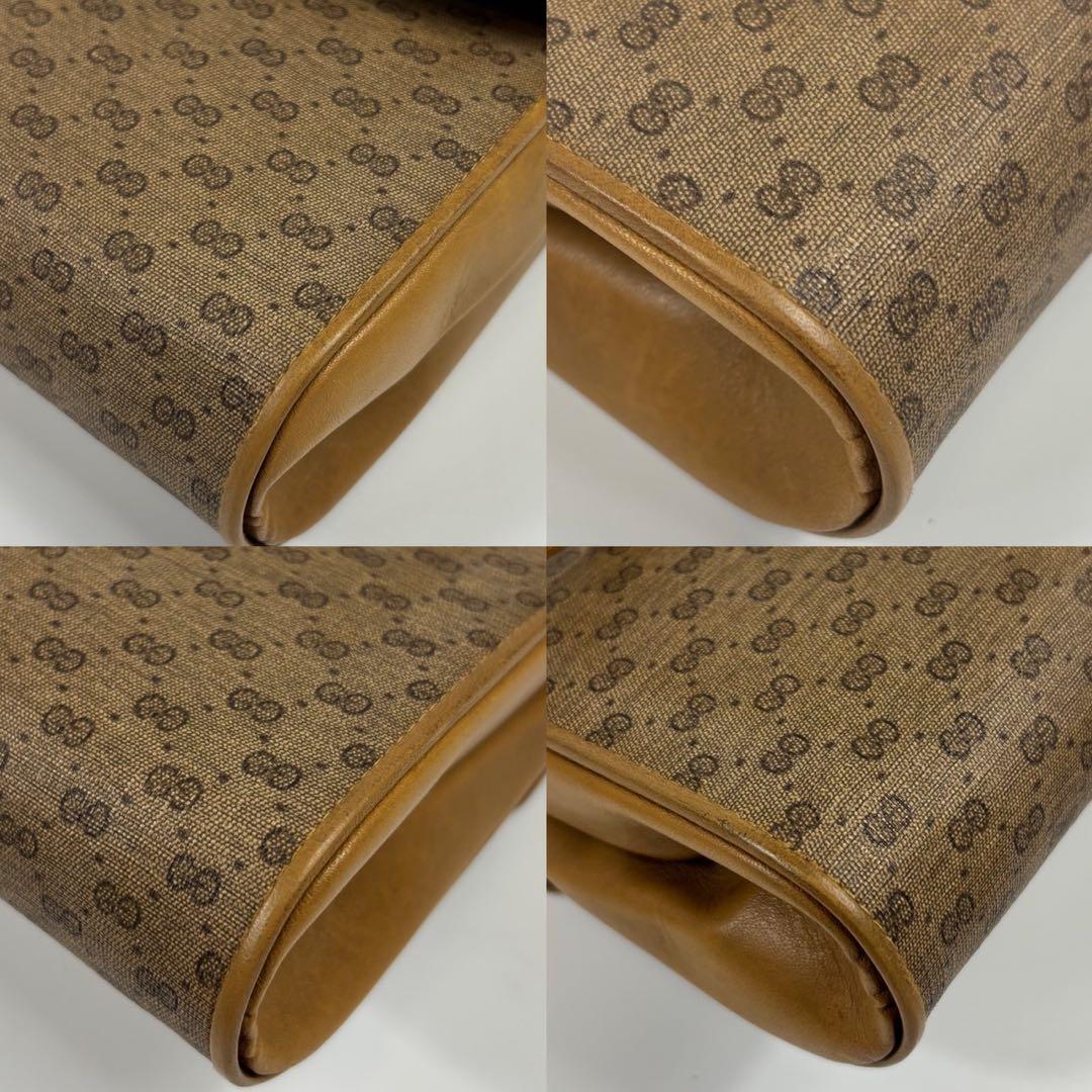 廃盤✨オールドGUCCI マイクロＧＧ　ゴールド ショルダー PVC ブラウン