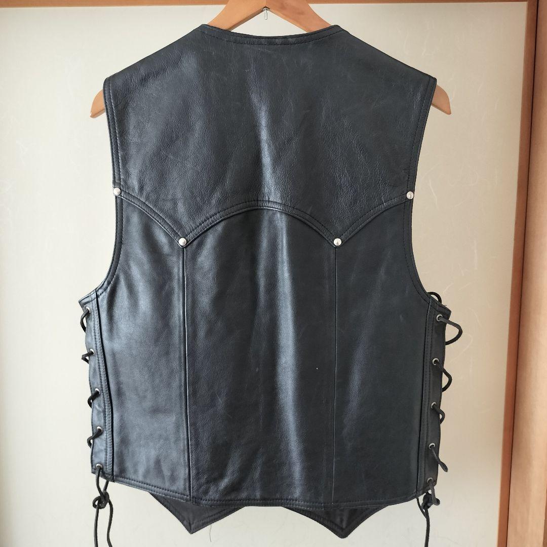 ハーレーダビッドソン USA製 コンチョ付き メンズ レザーベスト S